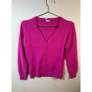 Stile Benetton Cardigan WMNS S Pink Virgin Wool Old Money Preppy Classic Knit